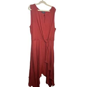 Luxology Sleeveless Swing Dress Size 12 Burnt Orange Sharkbite Hem